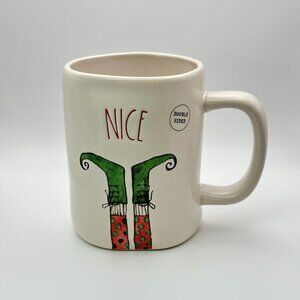 Naughty Nice Christmas mug by Rae Dunn | Santa's Elf legs coffee mug